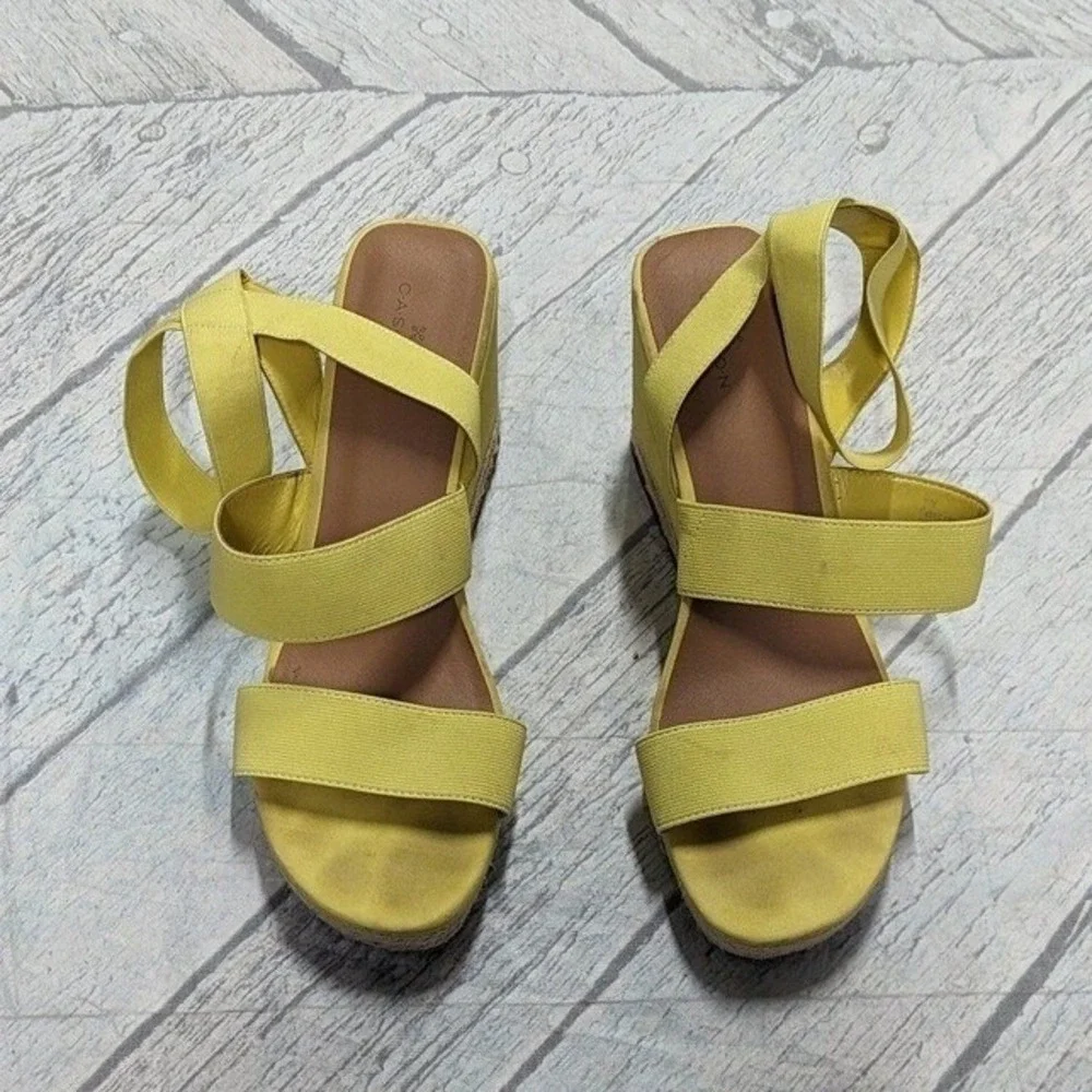 Boho Festival Yellow Espadrille Wedge Sandals‎ Caslon Strappy Y2K Women's 11